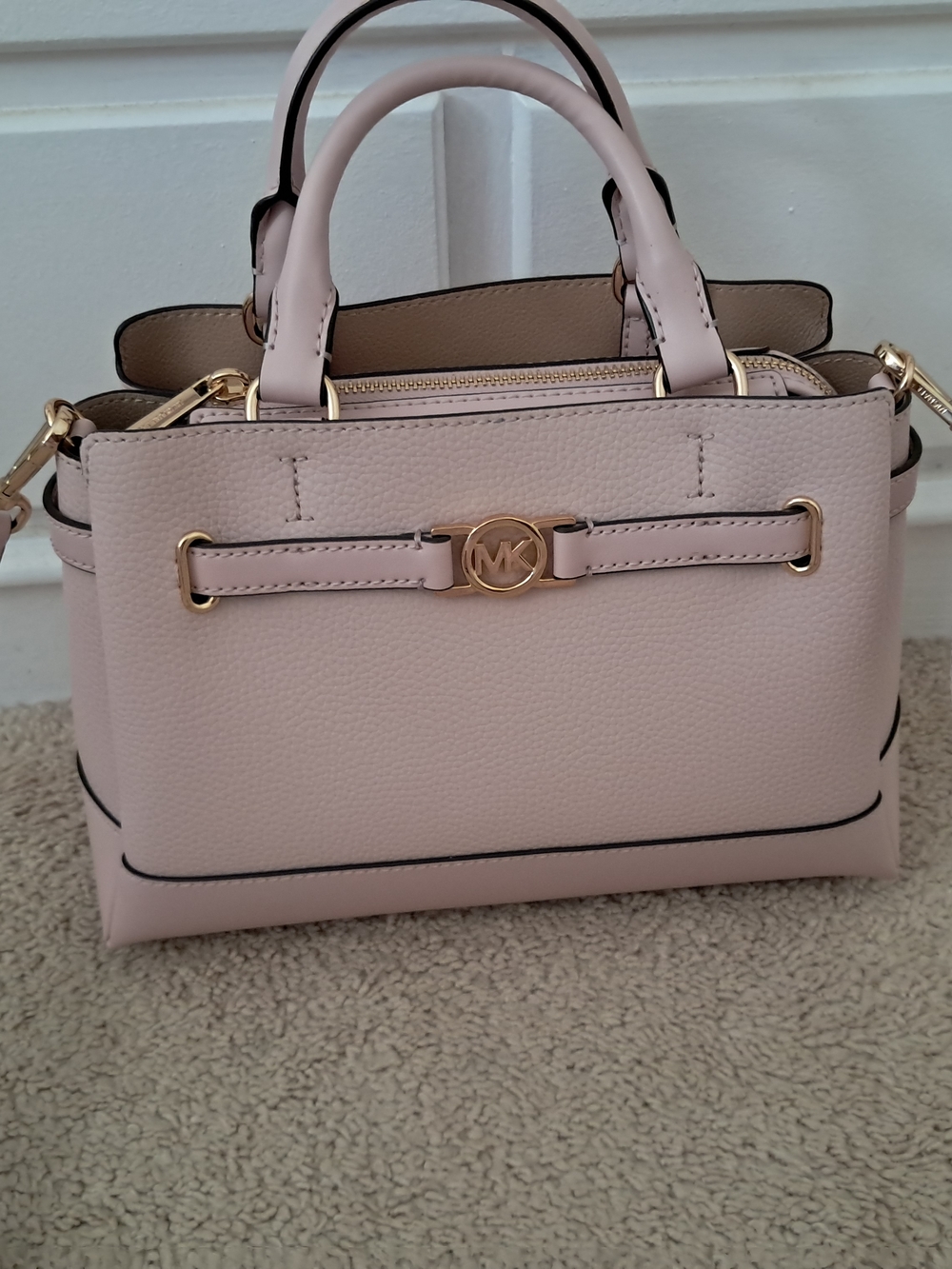 Viral Michael Kors Reed Pink Pebbled Leather Satchel Crossbody NWOT $498 Classic - Picture 4 of 8